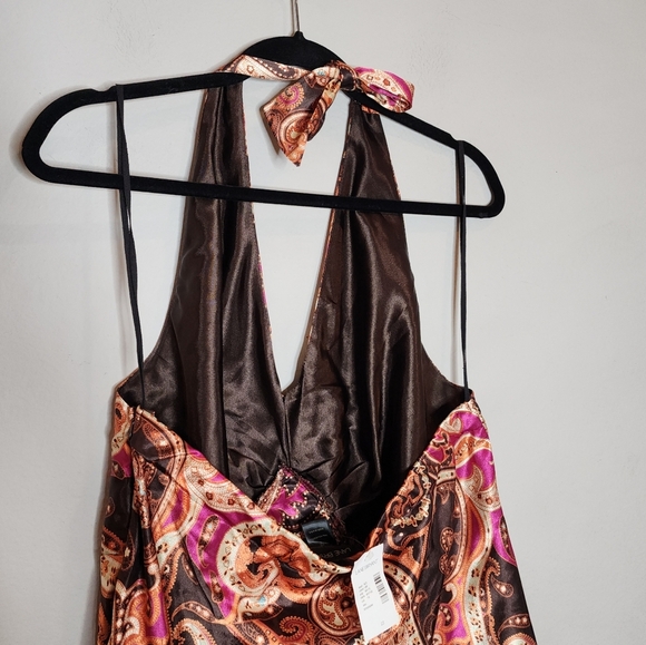 NWT Lane Bryant Satin Embellishments Paisley Halter Babydoll Top Size 22 2X/3X - Picture 10 of 16